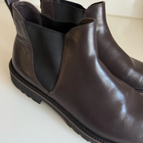 ECCO Men’s Leather Chelsea Boots Plum Chocolate Brown Lug Sole Size 41 - Picture 3 of 5